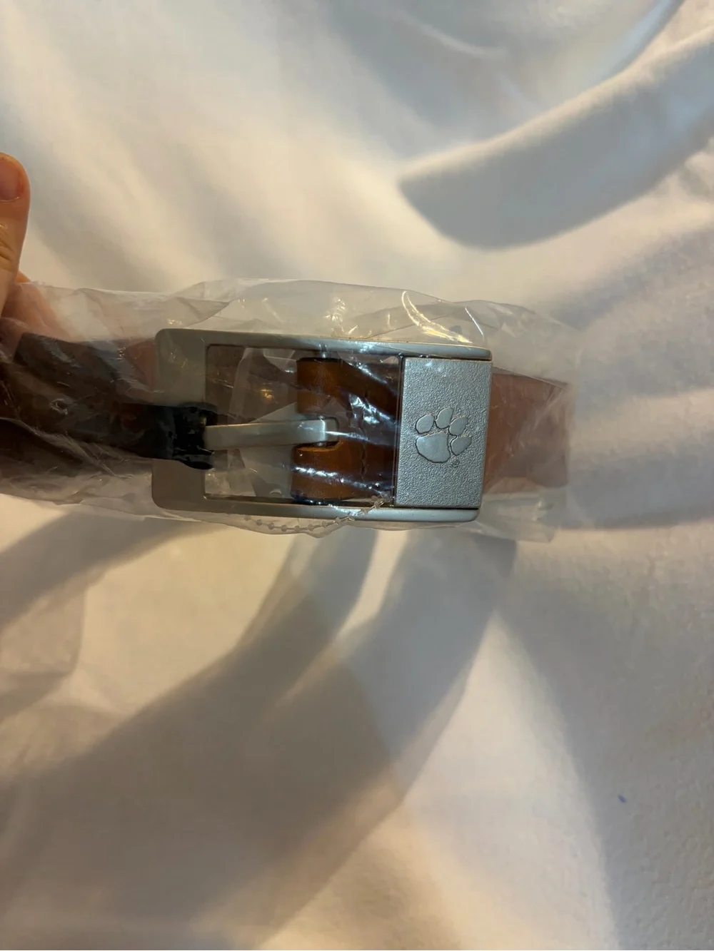 Brown Belt with Clemson Tiger Print